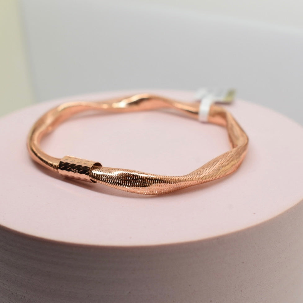 Real 18K Rose Gold - Twist Stretchable Bangle