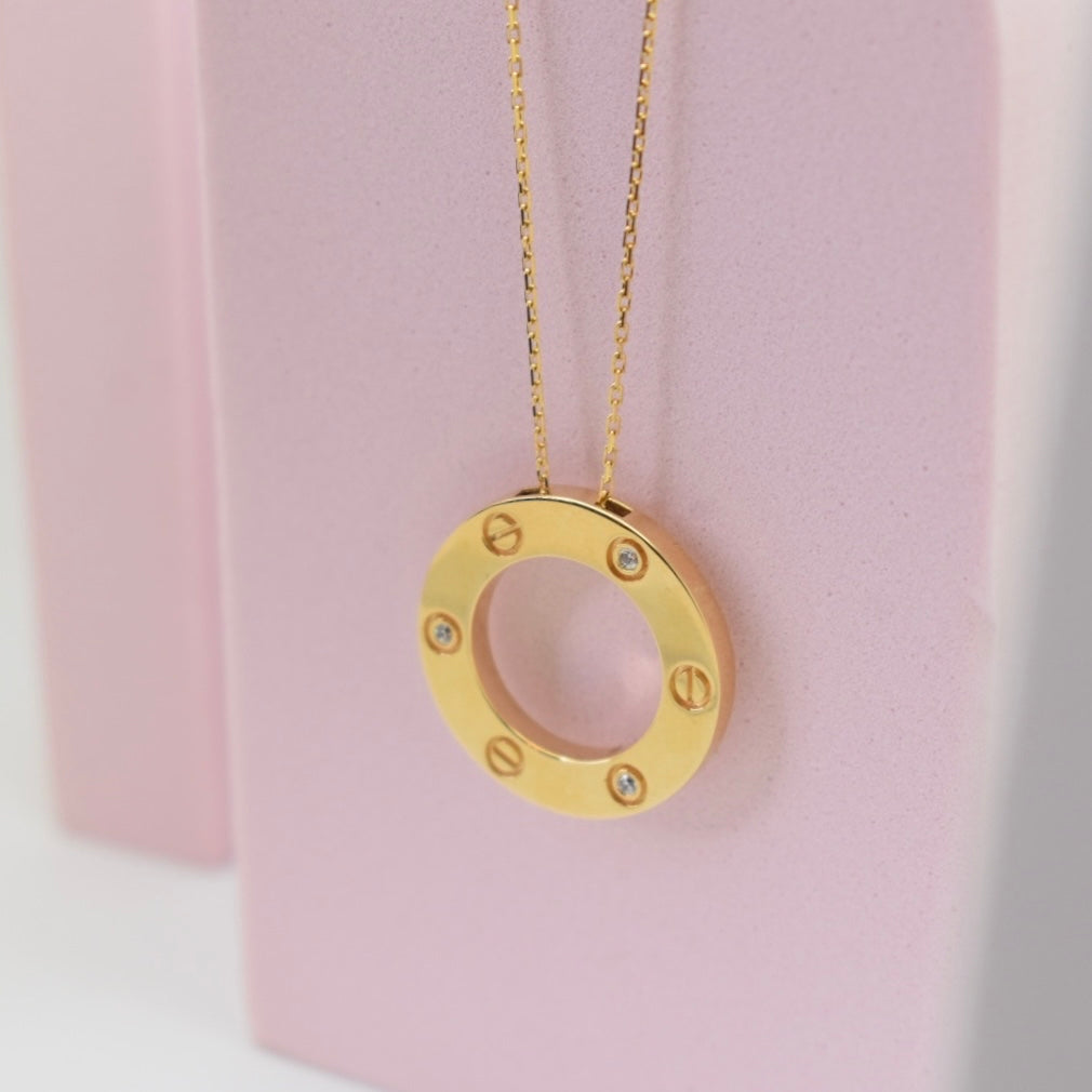 Real 18K Yellow Gold - SJCR Love Stone Necklace