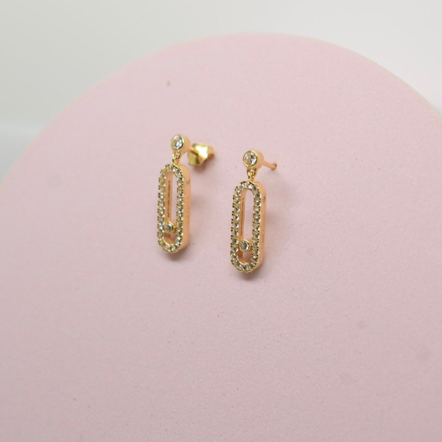 Real 18K Yellow Gold - SJMSK Stone Earrings