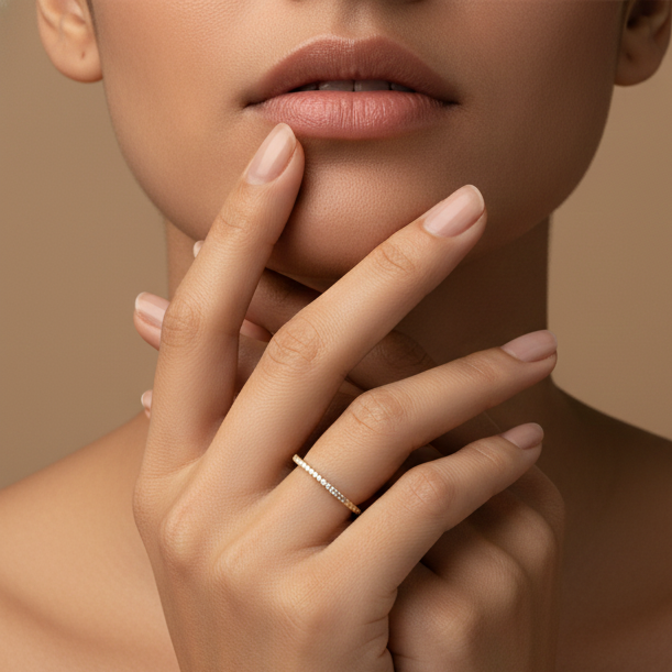 Fine 925 Sterling Silver - Yellow Single Line Stone Ring