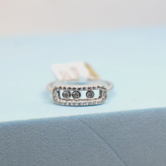 Fine 925 Sterling Silver - SJMSK Moving Three Stone Ring