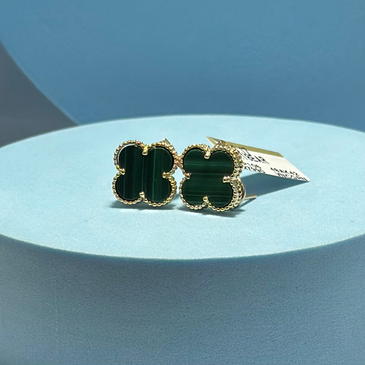 Real 18K Yellow Gold - SJVC Green 15mm Clip Earrings