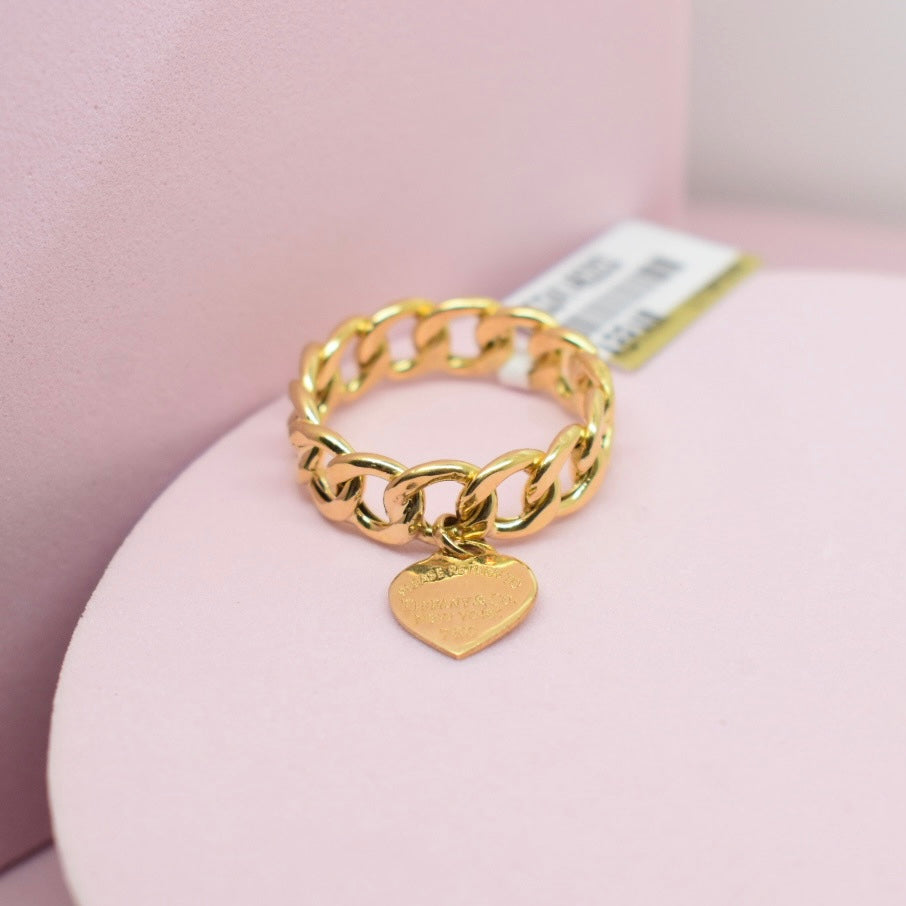 *LIMITED* Real 18K Yellow Gold - SJTFNY Heart Charm Band Ring