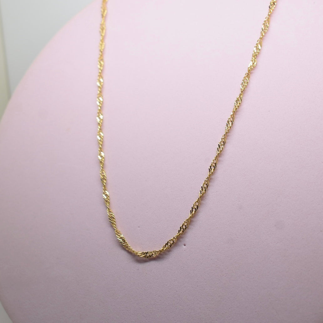 18K Gold - MIJ Thin Disco Twist Chain