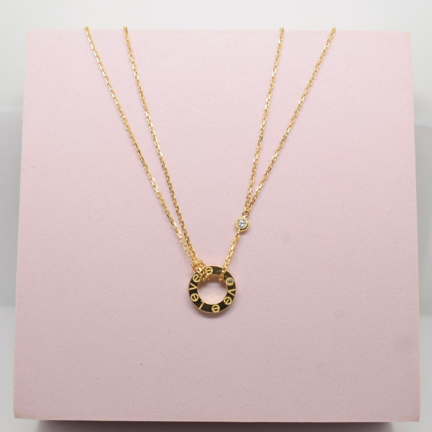 Real 18K Yellow Gold - SJCR Double Chain Necklace