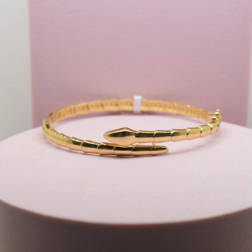 Real 18K Yellow Gold - Serpenti Plain Bangle