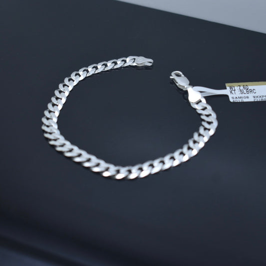 925 Sterling Silver - Thin Flat Curb Bracelet