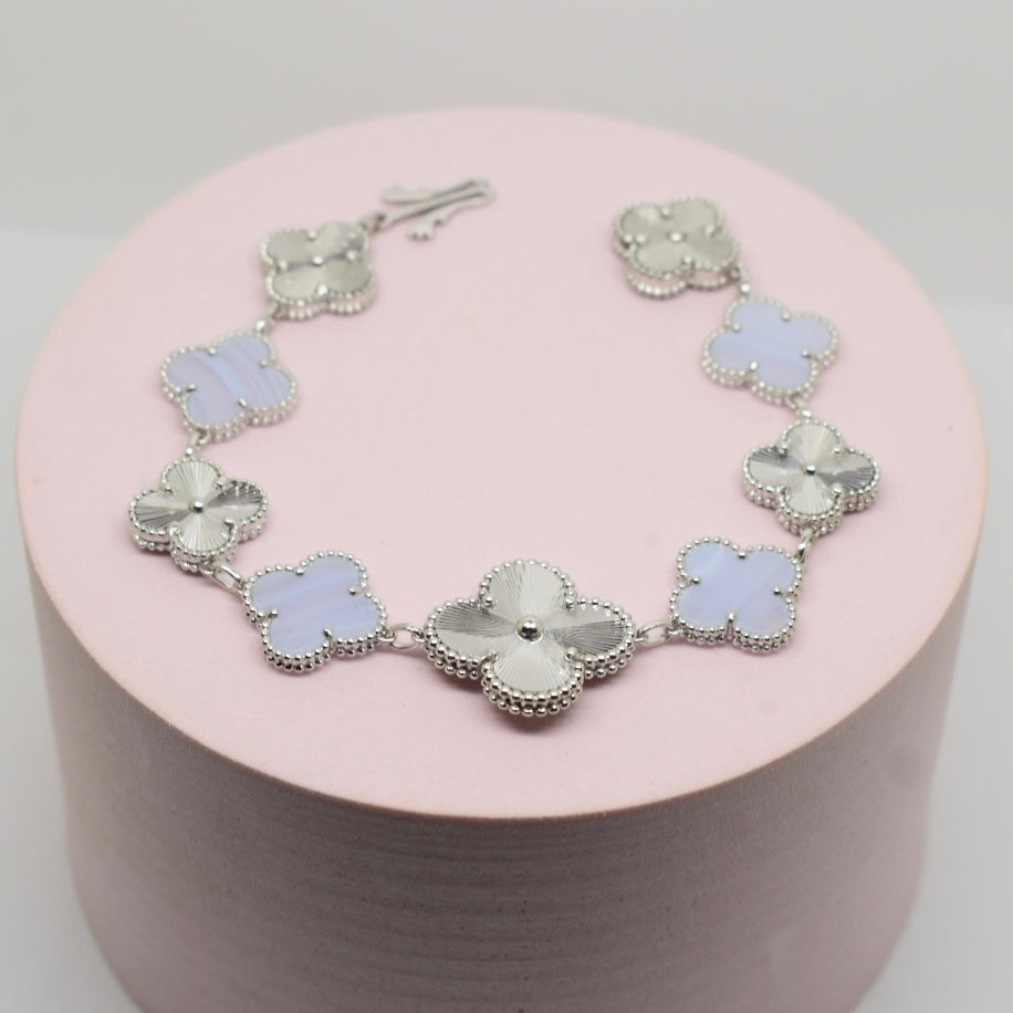 18K White Gold - SJVC Chalcedony Large Flower Bracelet