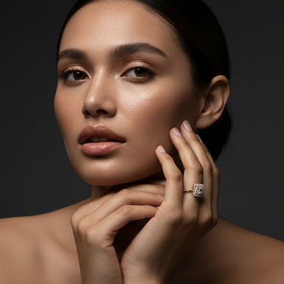 Fine 925 Sterling Silver - Yellow Square Stone Ring