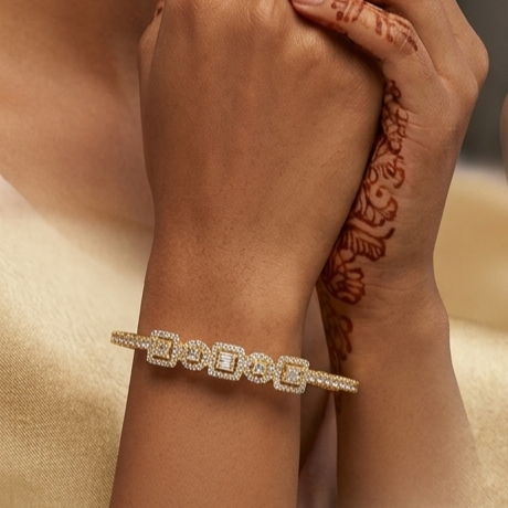 Premium Sterling Silver - Yellow Empress Decor Bangle