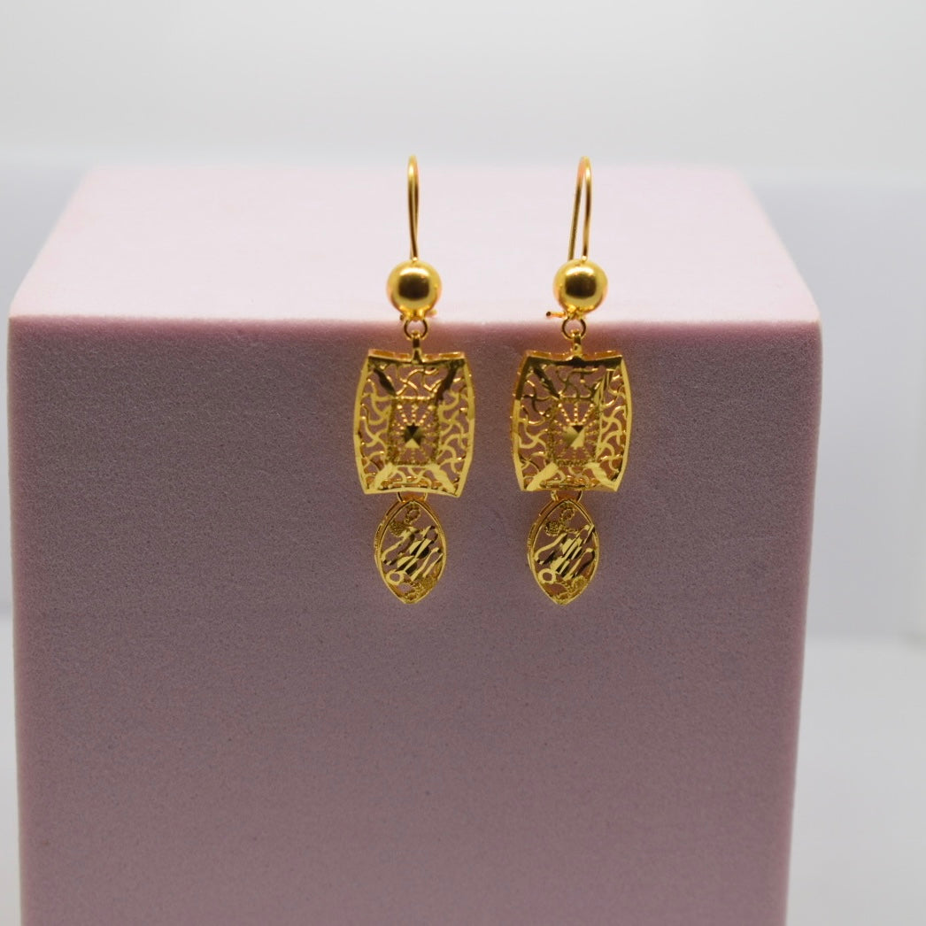 *SPECIAL* 21K Yellow Gold - Kuwaiti Plain Square Earring