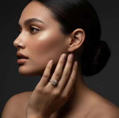 Fine 925 Sterling Silver - Yellow Square Stone Ring