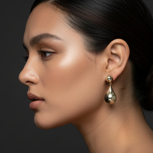 925 Sterling Silver - Yellow Sculpted Shine Earring