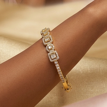 Premium Sterling Silver - Yellow Empress Decor Bangle