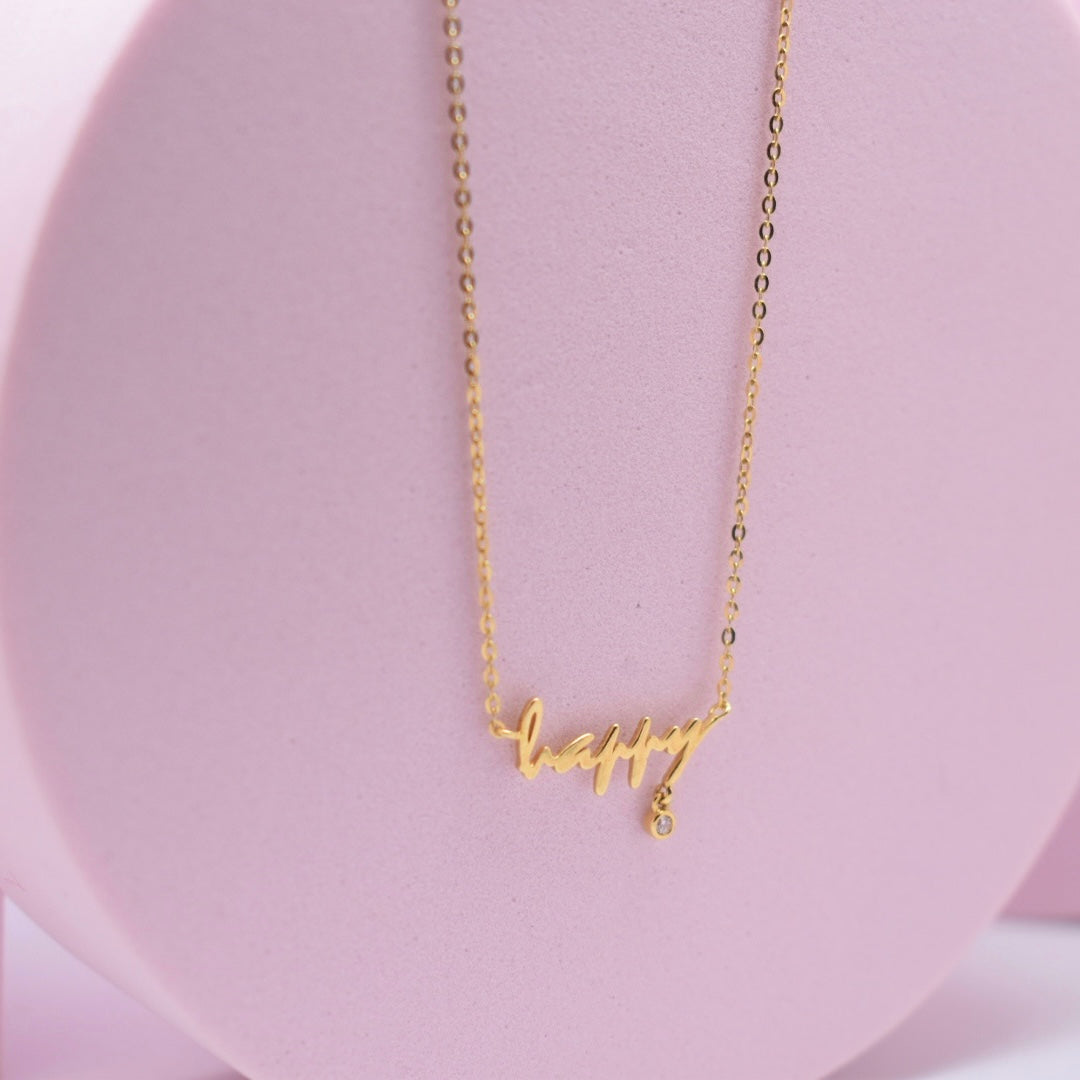 *SALE* Real 18K Yellow Gold - Happy  Necklace