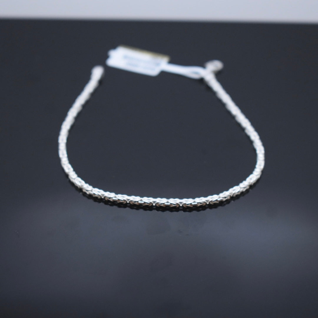 925 Sterling Silver - Mini Byzantine Bracelet