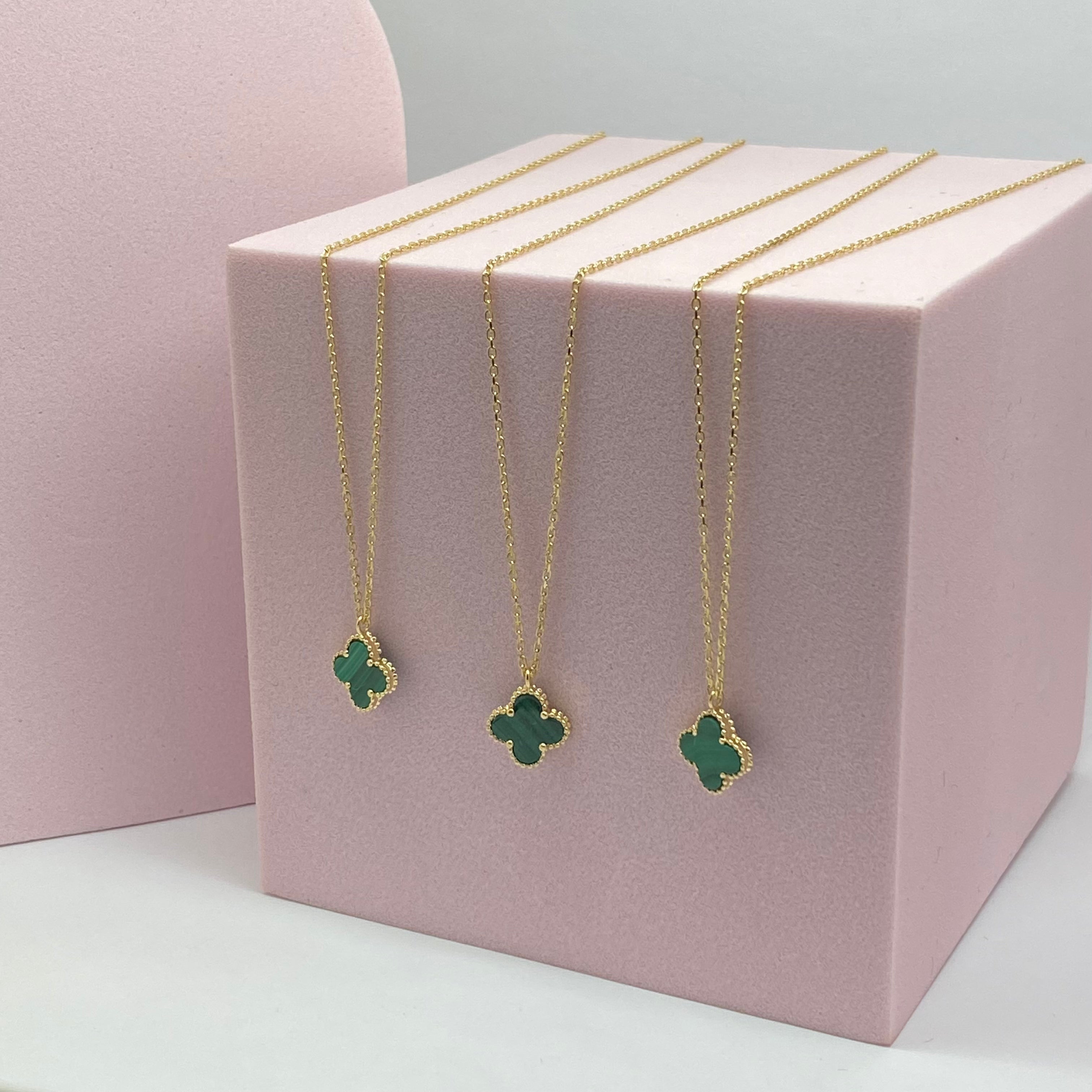 Real 18K Yellow Gold - SJVC Flower Green Mini Necklace