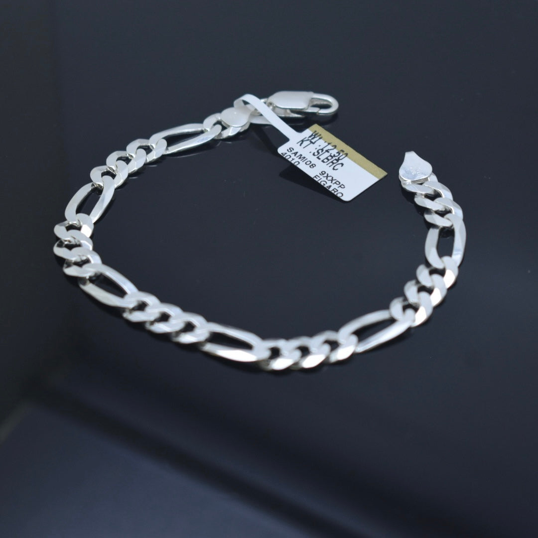 925 Sterling Silver - Figaro Thick Bracelet