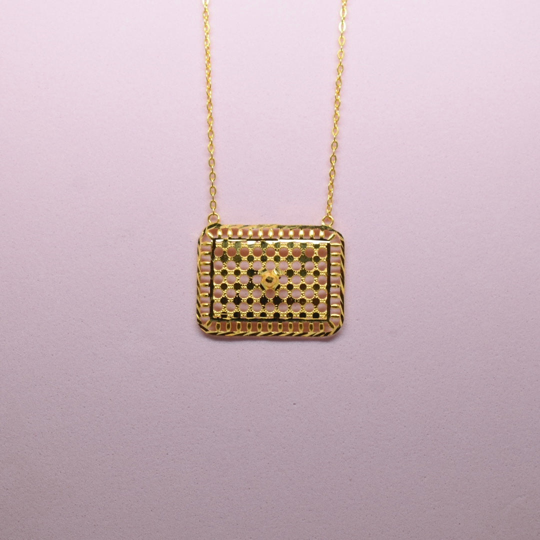 *SPECIAL* 21K Yellow Gold - Bahraini Rectangle Plain Necklace