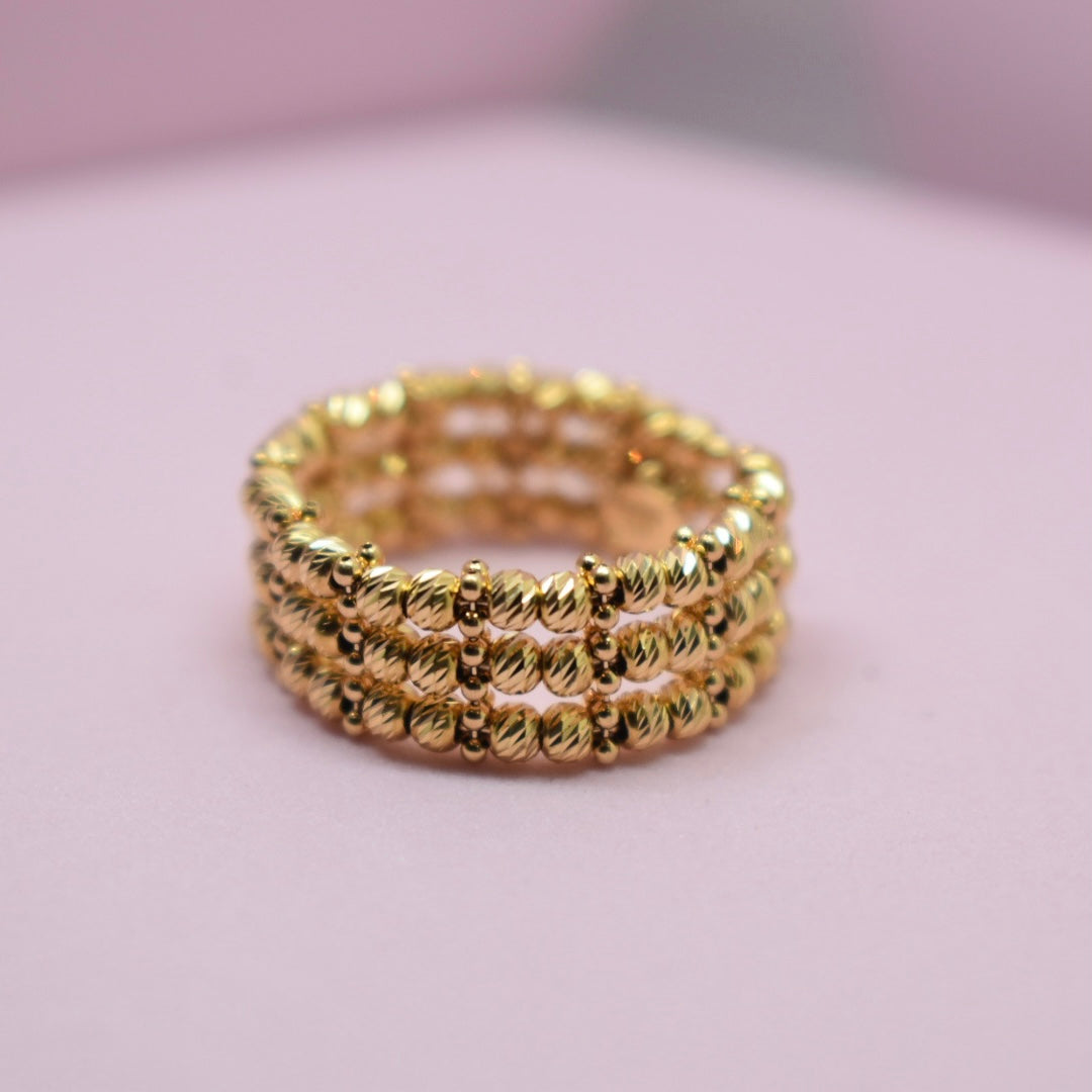 Real 18K Yellow Gold - Three Layer Dorica Ring