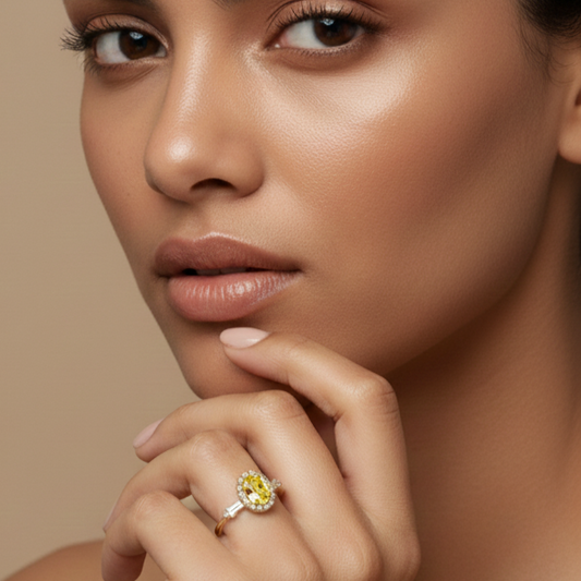 Fine 925 Sterling Silver - Yellow Stone Ring