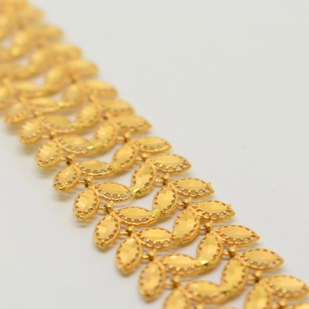 *NEW* 21K Yellow Gold - Arabic Plain Leaf Thick Bracelet