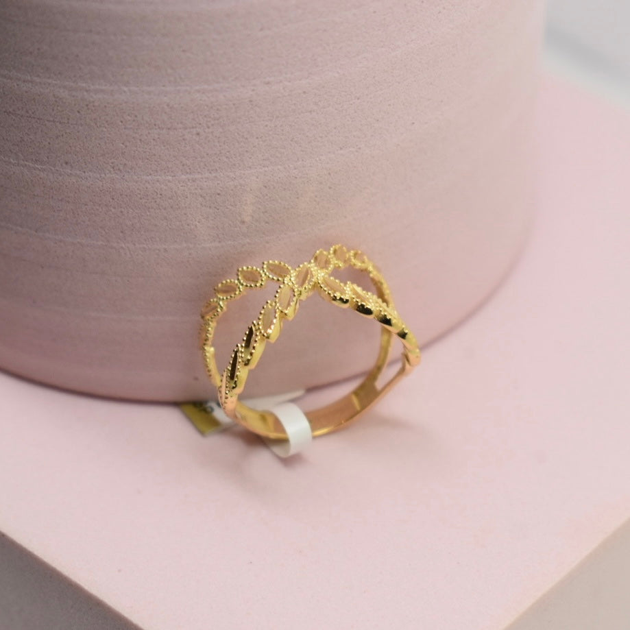 *TRENDING* Real 18K Yellow Gold - Leaf X Ring