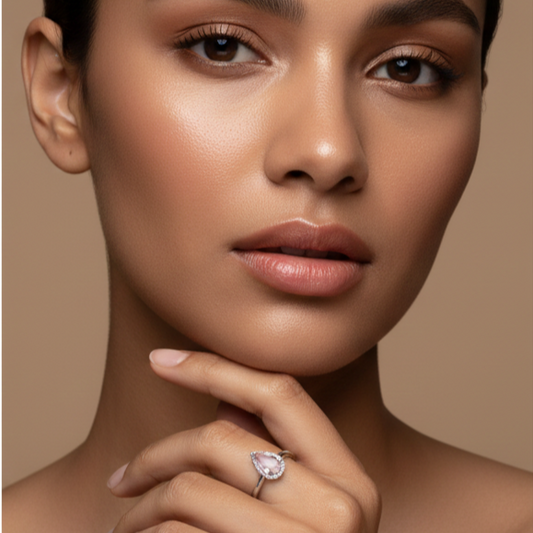 Fine 925 Sterling Silver -  Rose Teardrop Ring