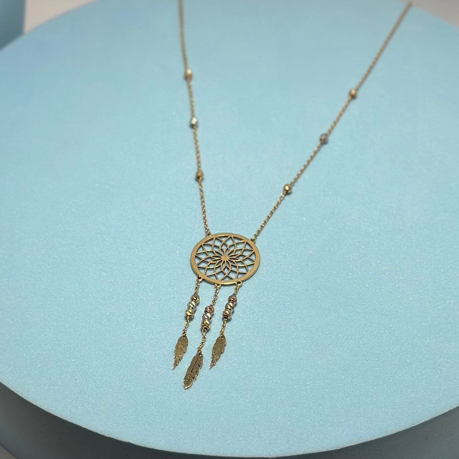 Real 18K Yellow Gold - Dreamcatcher Necklace