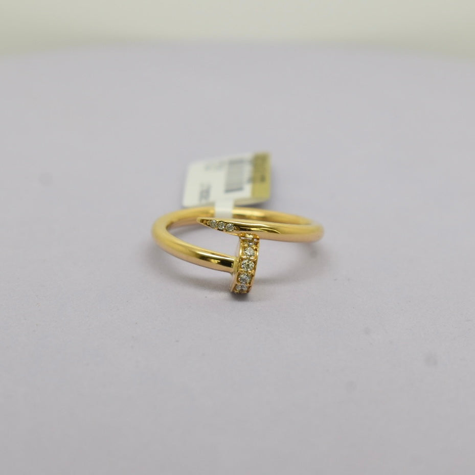 Real 18K Yellow Gold - SJCR Hollow Stone Nail Ring