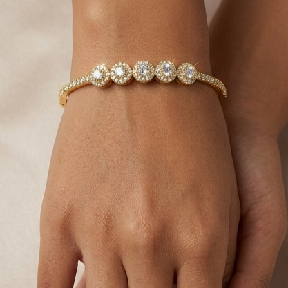 Premium Sterling Silver - Yellow Royal Floret Bangle