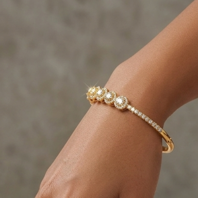 Premium Sterling Silver - Yellow Royal Floret Bangle