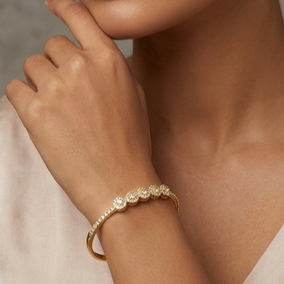 Premium Sterling Silver - Yellow Royal Floret Bangle