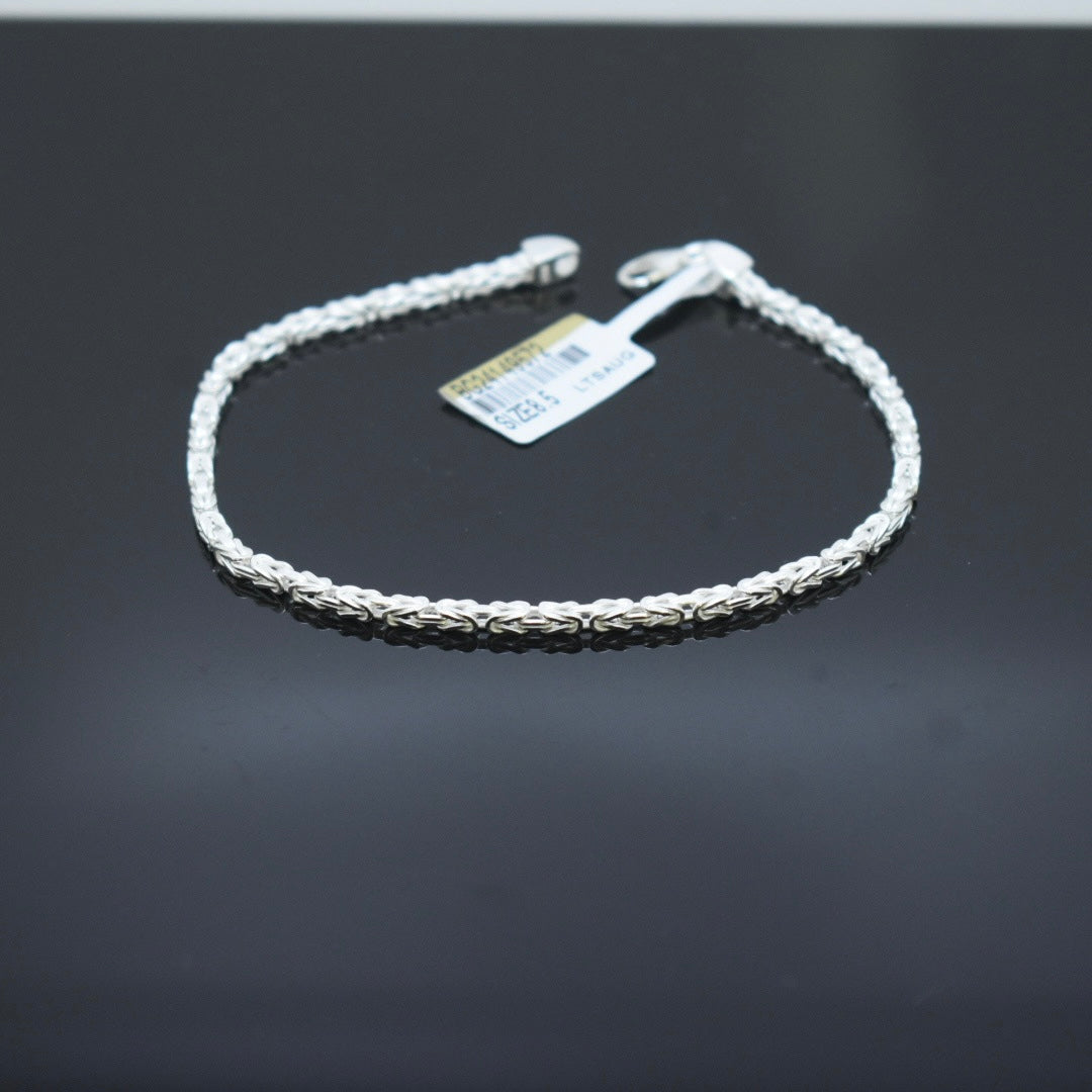 925 Sterling Silver - Thin Byzantine Bracelet