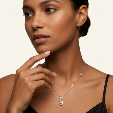 925 Sterling Silver - SJMSK G-Link Move Pendant Necklace
