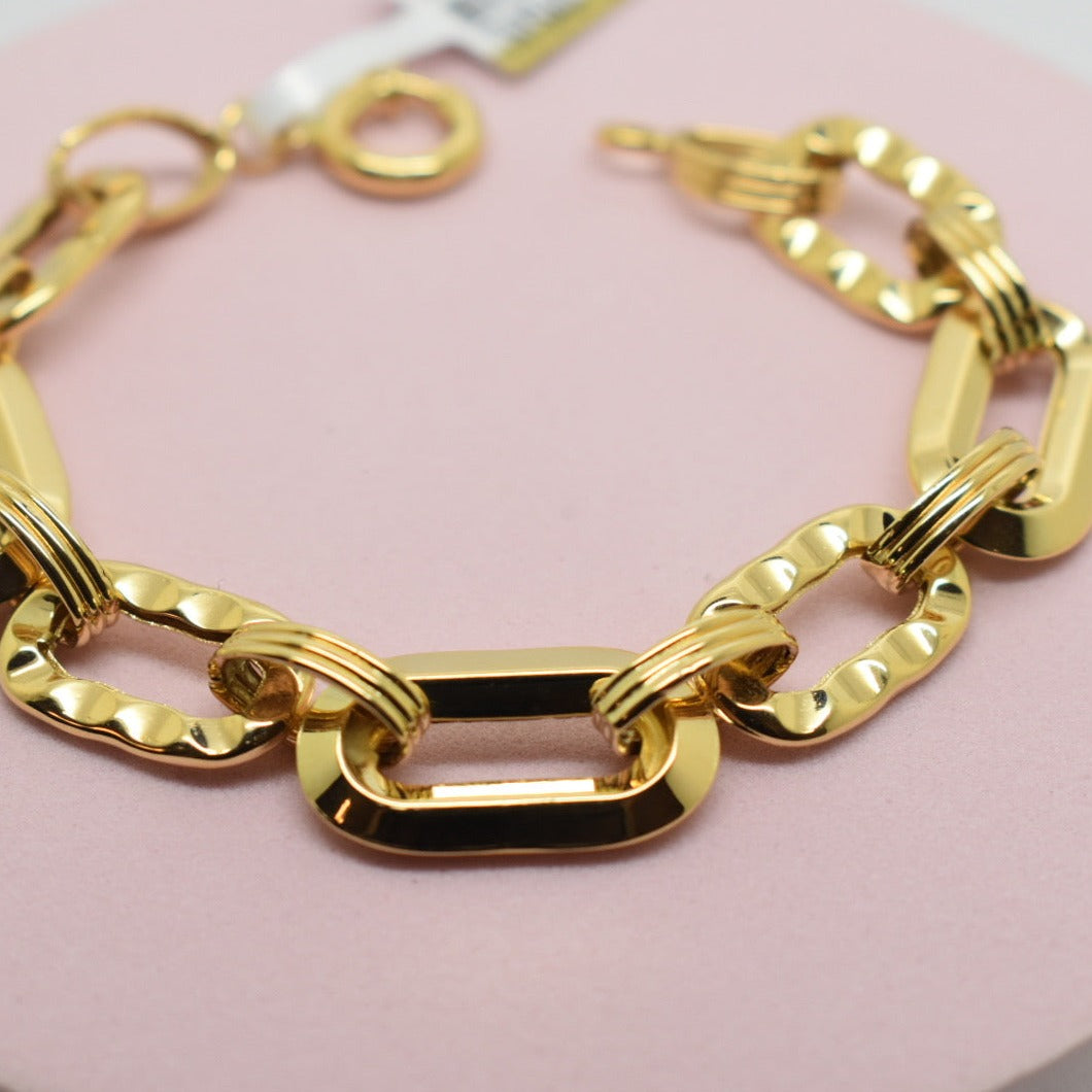 Real 18K Yellow Gold - Chunky Link Bracelet