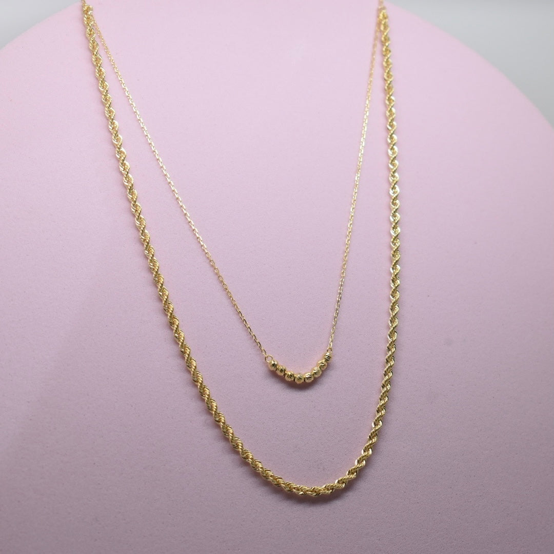 *LIMITED* 18K Gold - Layered Rope Ball Necklace