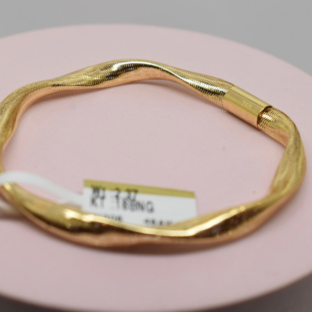 Real 18K Yellow Gold - Twist Stretchable Bangle