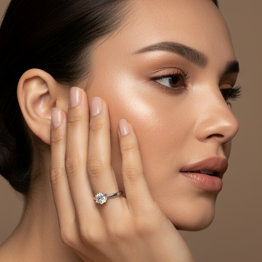 Fine 925 Sterling Silver - Sparkle Single Stone Ring