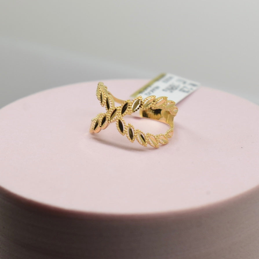 *TRENDING* Real 18K Yellow Gold - Leaf X Ring