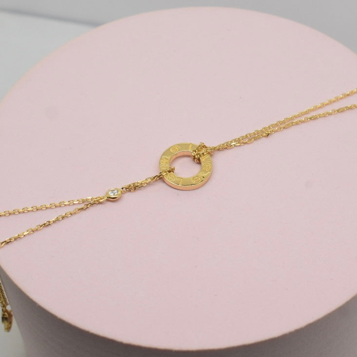 Real 18K Yellow Gold - SJCR Double Chain Bracelet