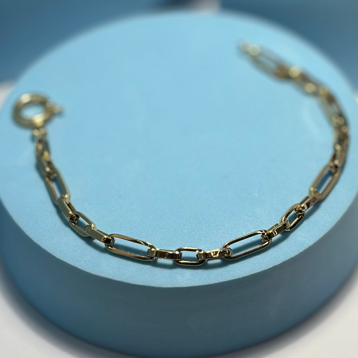 Real 18K Yellow Gold - Chunky Hollow Link Bracelet