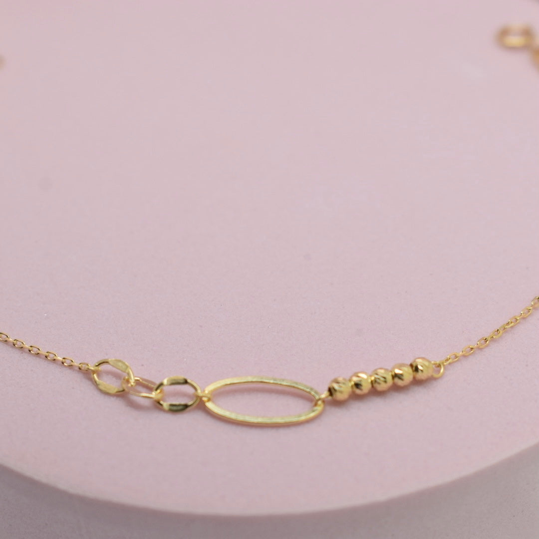 *NEW* Real 18K Yellow Gold - Ball Link Bracelet