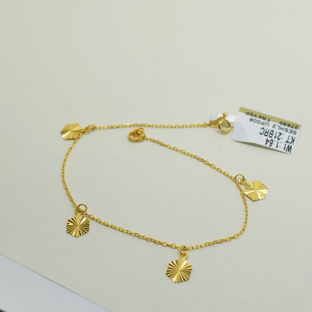 *NEW* 21K Yellow Gold - Hanging Charms Bracelet