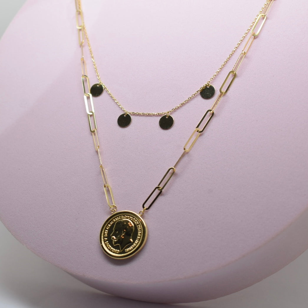 *LIMITED* 18K Gold - Layered Paper Clip Coin Necklace