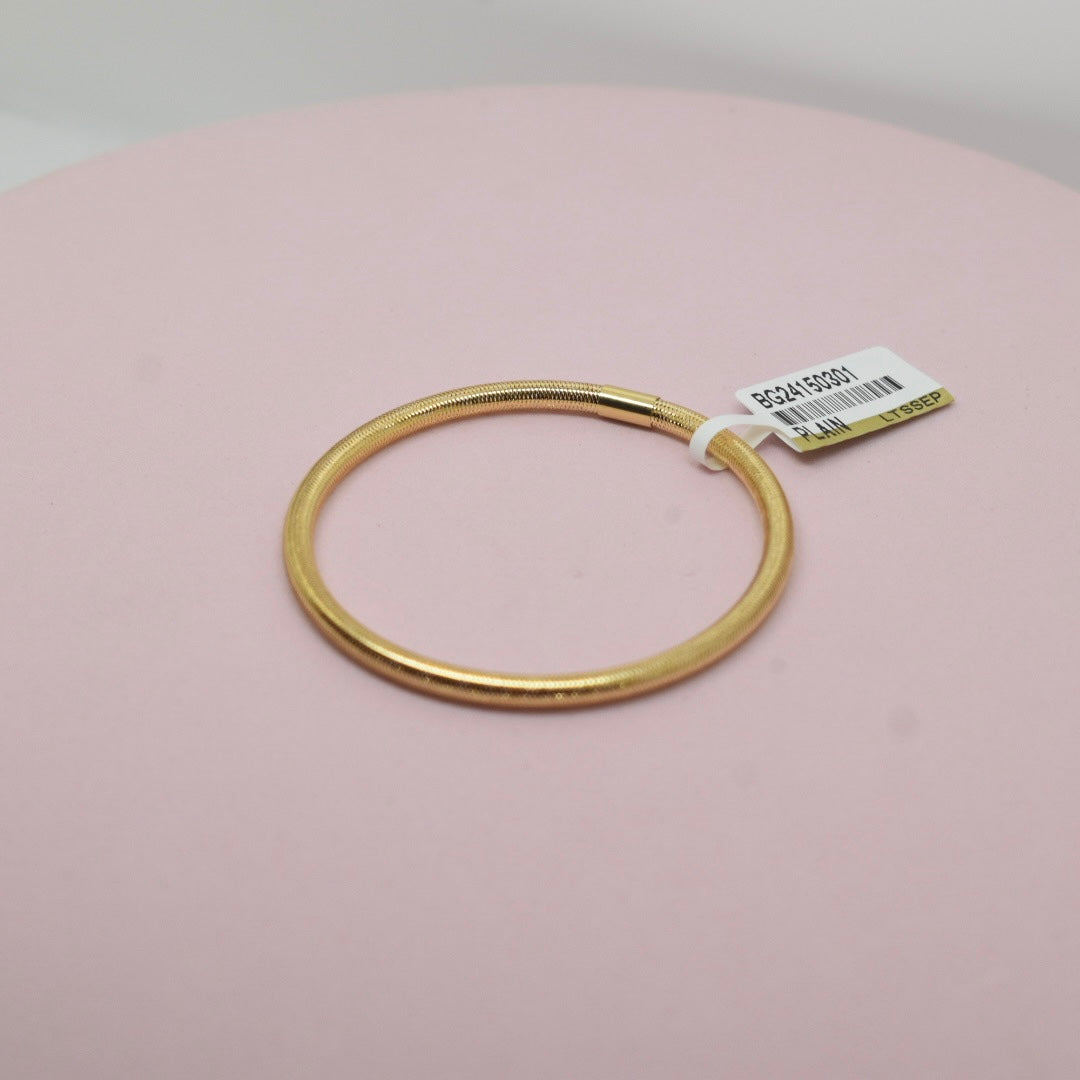 Real 18K Yellow Gold - Round Stretchable Bangle