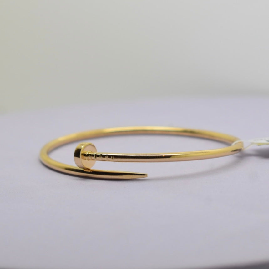 Real 18K Yellow Gold - SJCR Thin Nail Hollow Bangle