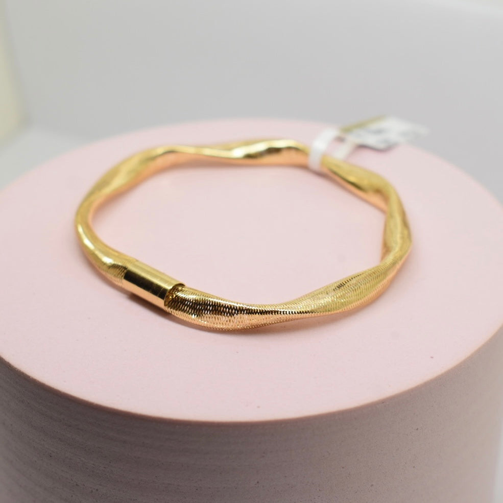 Real 18K Yellow Gold - Twist Stretchable Bangle