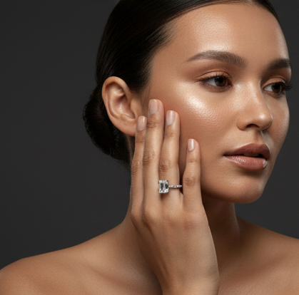 Fine 925 Sterling Silver - Square Stone Ring