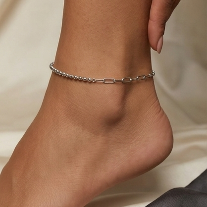 925 Sterling Silver - Fusion Paperclip Anklet